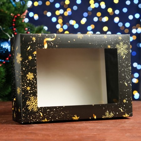 Gift box, with a window, the team "New Year's magic", 24 x 17 x 8 cm