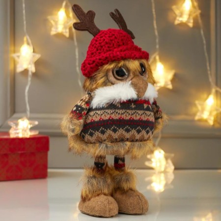 Interior doll "owl in a hat with horns and in a dress" 26x10x12 cm-1