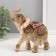 Polystone souvenir "Elephant, flowers and patterns on the blanket" Gold and Bezh 14x6x16 cm