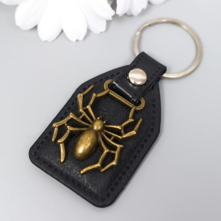 Keychain to the leatherette, metal "spider" 4x6 cm-1