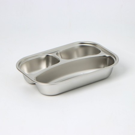 Stainless steel tray 3 sections, 21.5 × 15.5 × 4 cm