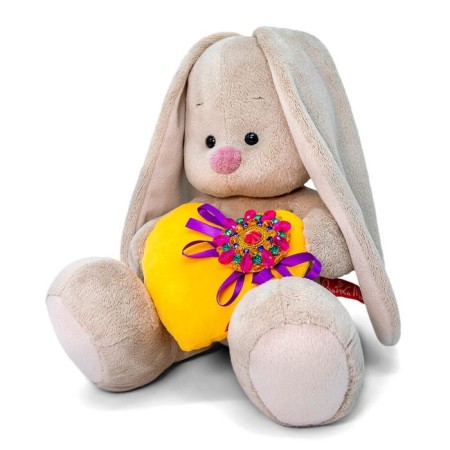Soft toy "Bunny mi with a heart with a brooch", 23 cm-1