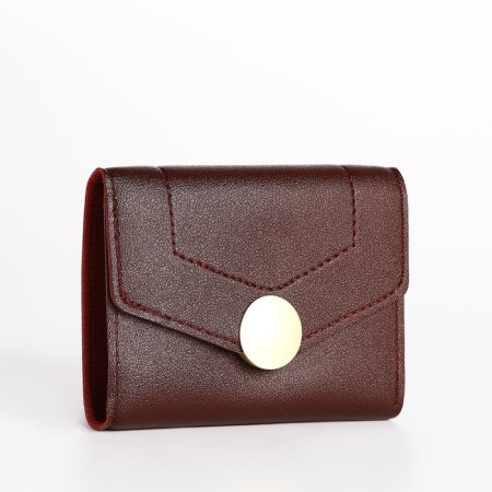 Women's wallet on the button, burgundy color