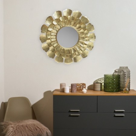 Decor Wall metal with a mirror "Flower. Fan" gold 94x94x7 cm