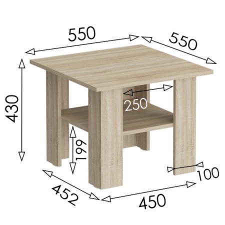 Journal table "Salou", 550 × 550 × 434 mm, sonoma oak color-3