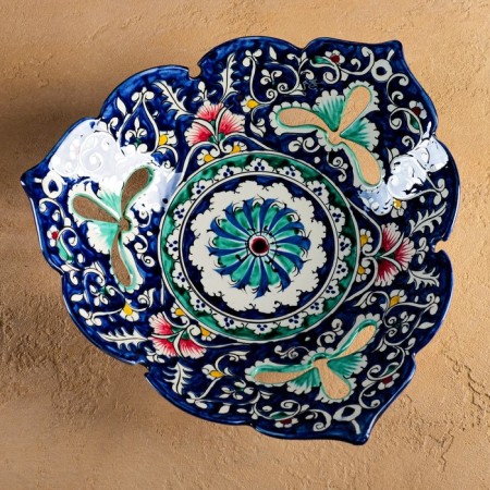 Rishtan ceramics "Patterns", 25 cm, blue-3