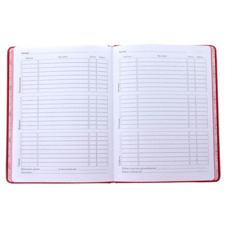 Universal diary for grades 1-11, 48 Velvet sheets, hard cover, artificial leather, thermoting, lies, block 70 g/m2, red-1