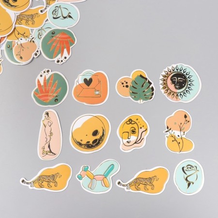 Stickers for creativity "Abstraction" embossing gold set 48 pcs 9x7x0.8 cm-1