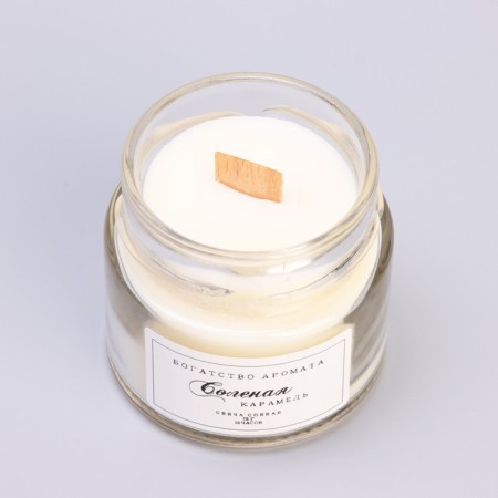 Aromatic candle made of soy wax in a bank, 75 g, salty caramel-3