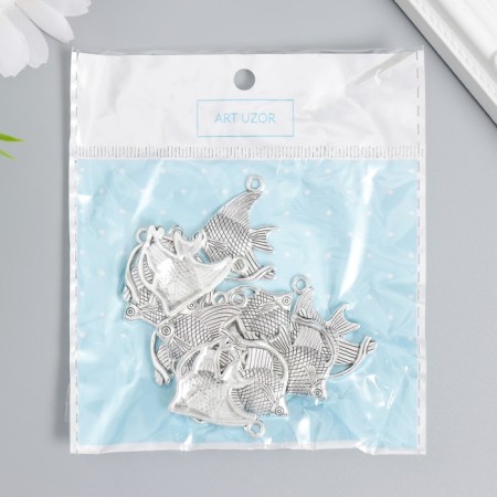 Decor for creativity Metal "Fish Clown" silver set 12 pcs 2.5x3 cm-2