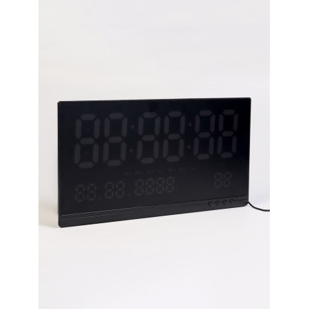 Electronic wall clock, calendar and thermometer, 47.5 x 25.3 cm, white numbers 10.8 x 5.3 cm 10766-2