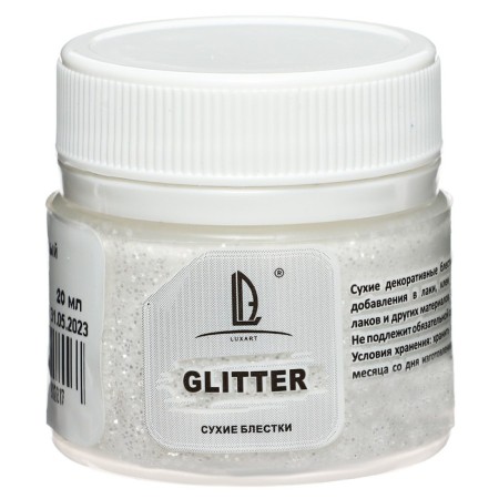 Decorative sparkles Luxart luxglitter (dry), 20 ml, size 0.2 mm, white, fraction
