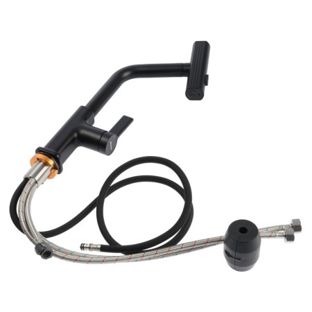 ACCOONA A5490F-9 kitchen mixer, with retractable watering can, pour 27 cm, brass, black-6