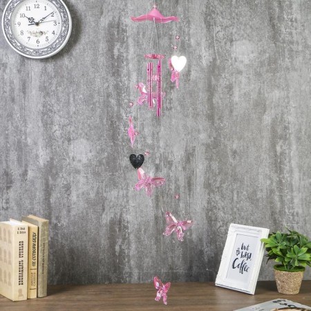 Wind music plastic "Butterflies and heart-mirror" 4 tubes 11 elements 75 cm-5