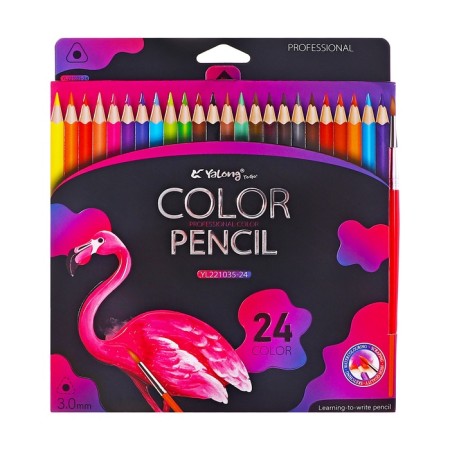 Pencils of watercolor 24 colors, in a cardboard box, triangular, der, with KIS, animal mix-7