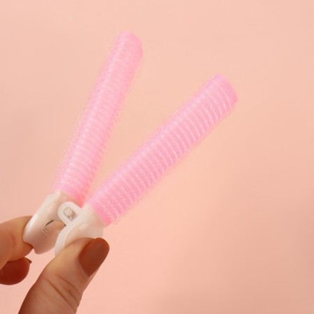 Bigudi for a basal volume, with a clamp, 2 × 1 cm, 10.7 cm, pink/beige color-9