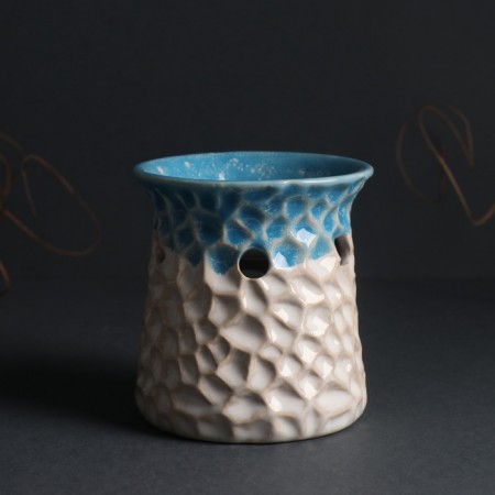 Aroma lamp ceramics "Patterned abstraction" Blue 8.5x8.5x9.5 cm