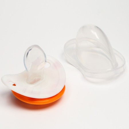 Nipple - dummy silicone orthodontic "ladybug", from 0 months, with a cap, color orange-6