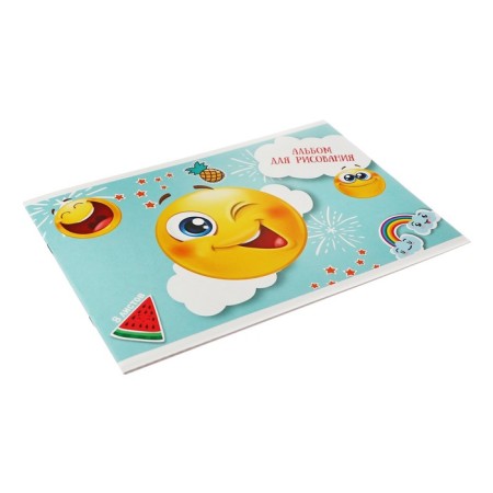 Album for drawing A4, 8 sheets on the "Smiley" paper clip, cover Cardboard, block 100 g/m²-1