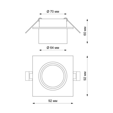 Lamp built -in Novotech. Lirio, 9W, GU10, 60x92x92 mm, black color-1