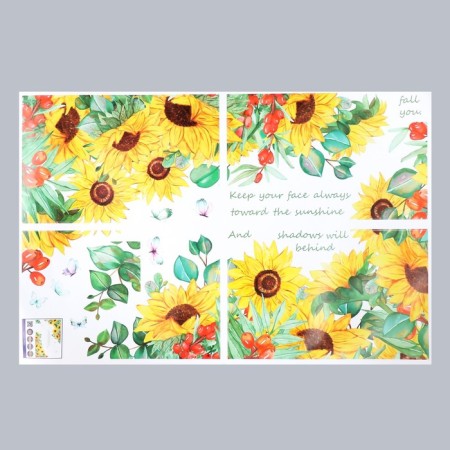 Sticker Plastic Interior Color "Sunflowers and Barabaris" 60x90 cm-1