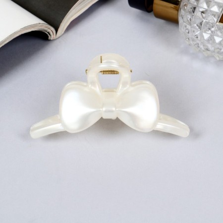 Hair crab "gloss" bow Bullet, 8 cm, white-1
