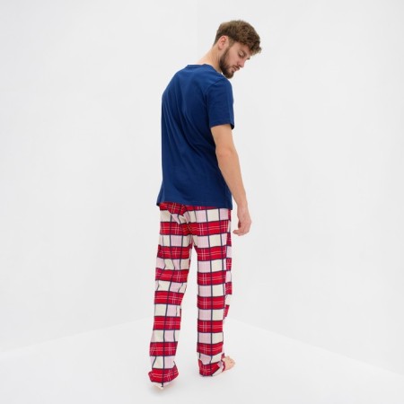 Pajama New Year's male KAFTAN "Santa Team", Blue/Red color, size 52-2