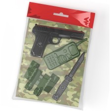 Equipment and weapons set: pistol, walkie -talkie, binoculars, knife