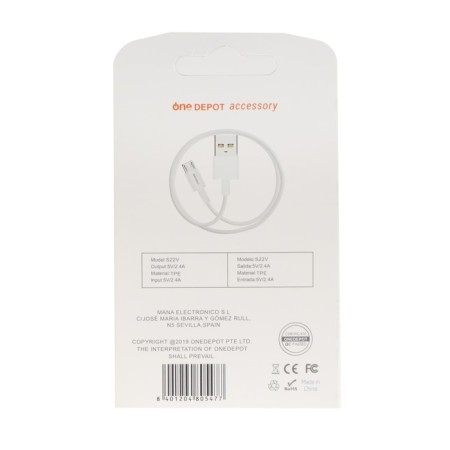 ONE Depot S22V, microUSB cable - USB, 2.4 A, 1 meter, white-5