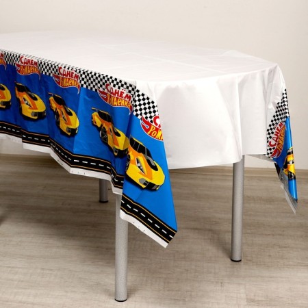 The single tablecloth “Happy Birthday”, car, 137 × 180 cm, blue-1