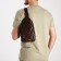 Male sling bag, artificial leather, headphone opening, brown color