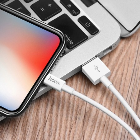 Hoco X23, Lightning cable - usb, 2 a, 1 m, tpe braid, white-5