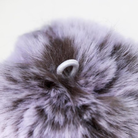 Pompon Artificial fur "Gray with white tips" d = 9 cm-1
