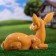 Garden figure "Lying Olenienok" from the polystone good souvenirs, 37cm, medium, brown