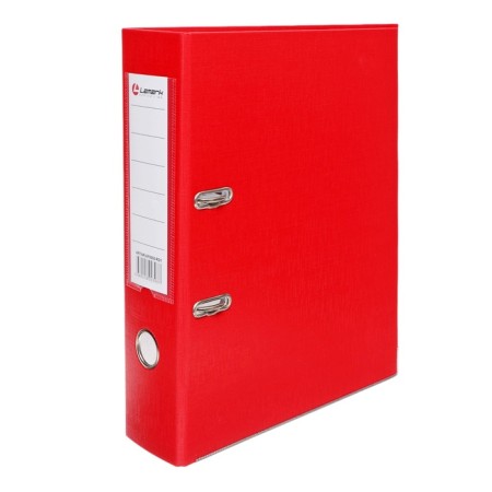 A4, 75 mm registrar, calligrata, PVC, embossing "Len", metal edging, pocket for a spine, collected, red, mix-7