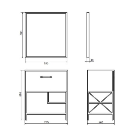 Mirror Comforty Braudford 75, black color, 75x80 cm-1