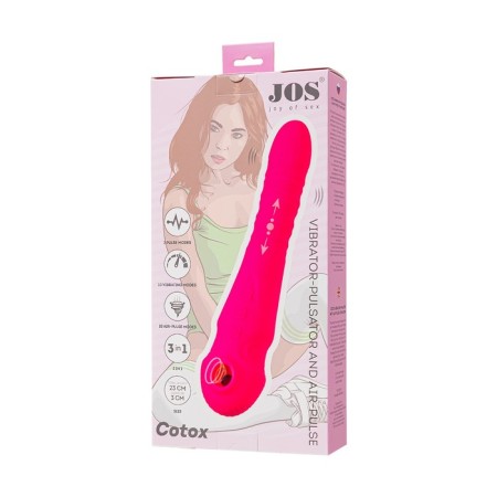 Jos Cotox vibrator with vacuum stimulation, 23 cm, silicone, pink color-9