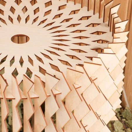 Wooden lampshade "Ball with zigms", d = 45cm-1