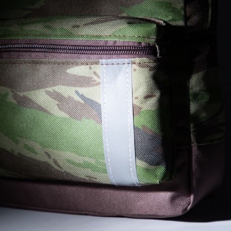 Baby backpack with zipper, external pocket, reflective strip, khaki color/camouflage-3