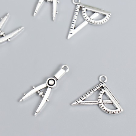 Decor for creativity Metal "Rine and Circular" silver set 6+6 pcs 1.8x2.5 cm 1x2.7 cm