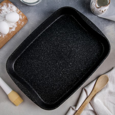 Baking she, 40 × 29.5 × 5 cm, anti -stick coating, dark marble color-1