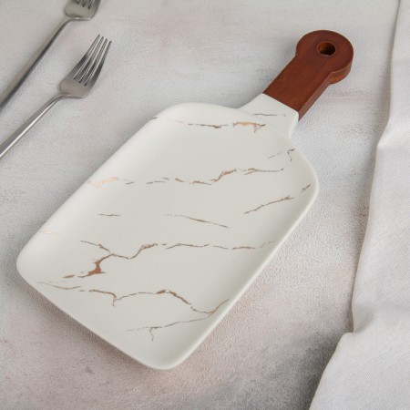Ceramic dish for the supply "Marbl", 24 × 15.5 cm, white color