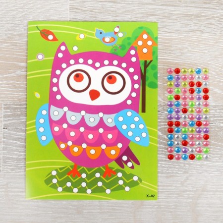 Application with round rhinestones "Owl"