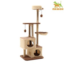 Complex for cats with a claw, collapsible, 3-level, 80 x 42 x 139 cm, beige