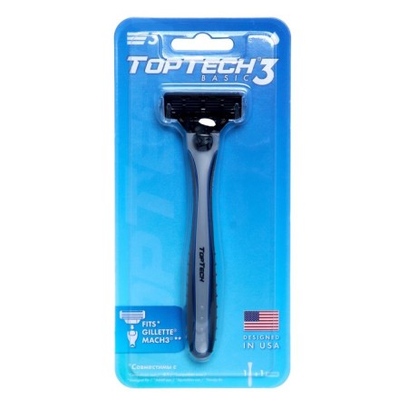 Male razor Toptech Basic 3, 1 razor + 1 interchangeable cassette, compatible with Gillette Mach3