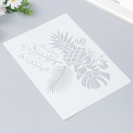 Plastic stencil "Pineapple and palm leaves" 29.7x21 cm-1
