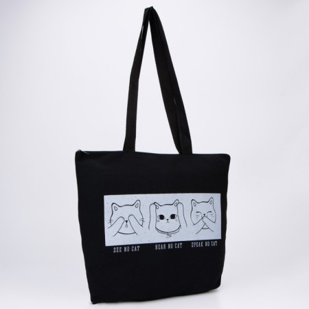 Bag Schoper cats on a zipper, without lining, black color-4