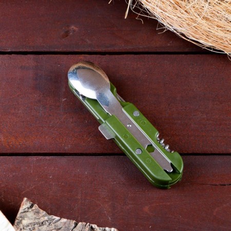 A set of tourist "Forester" 5V1 in a case: corkscrew, opener, knife, spoon, fork-3