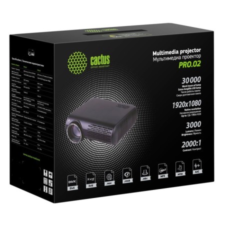 Projector Cactus CS-pro.02wt.full HD-A LCD 3000LM LS 300LM ANSI (1920x1080) 2000: 1 resource La 107627-2