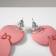 Earrings Metal "Lady" circles, duo, pink color